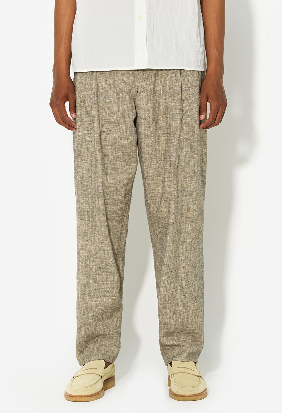 John Elliott LINEN DOUBLE PLEATED TROUSER REVERSIBLE