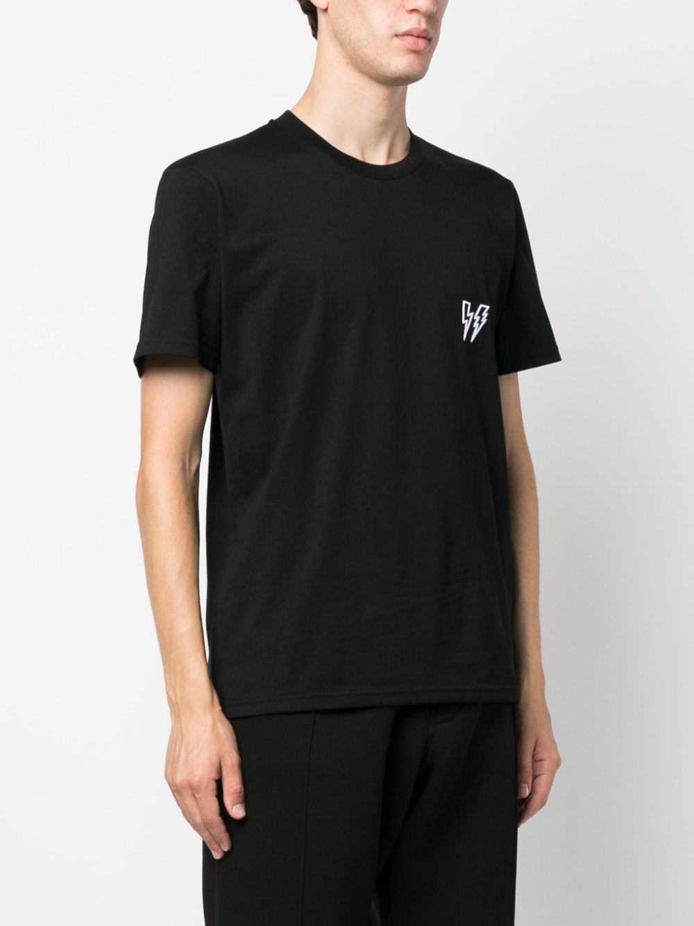 Thunderbolt-embroidered cotton T-shirt - 3