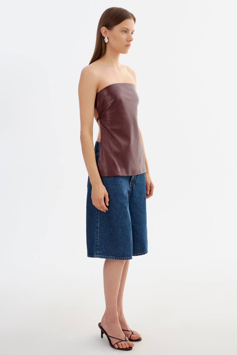 KATYA | Faux Leather Open Back Strapless Top 5