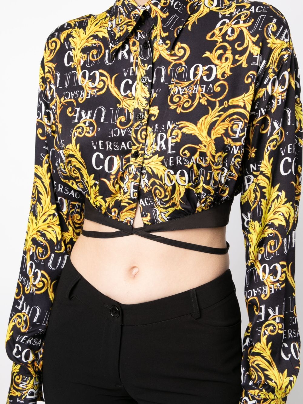 logo-print buttoned cropped shirt - 5