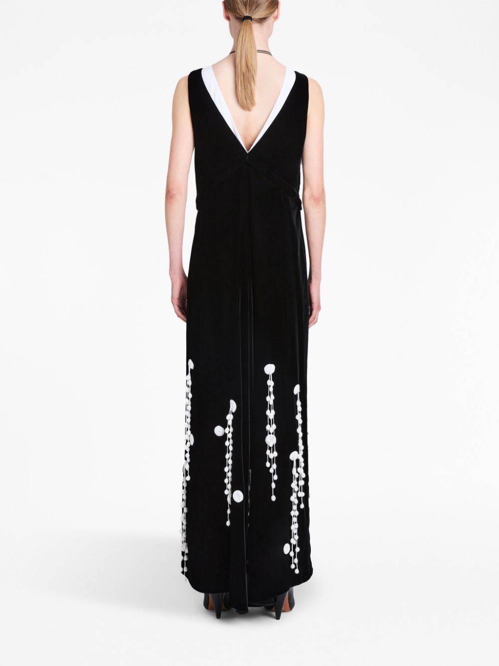 embroidered A-line velvet dress - 4
