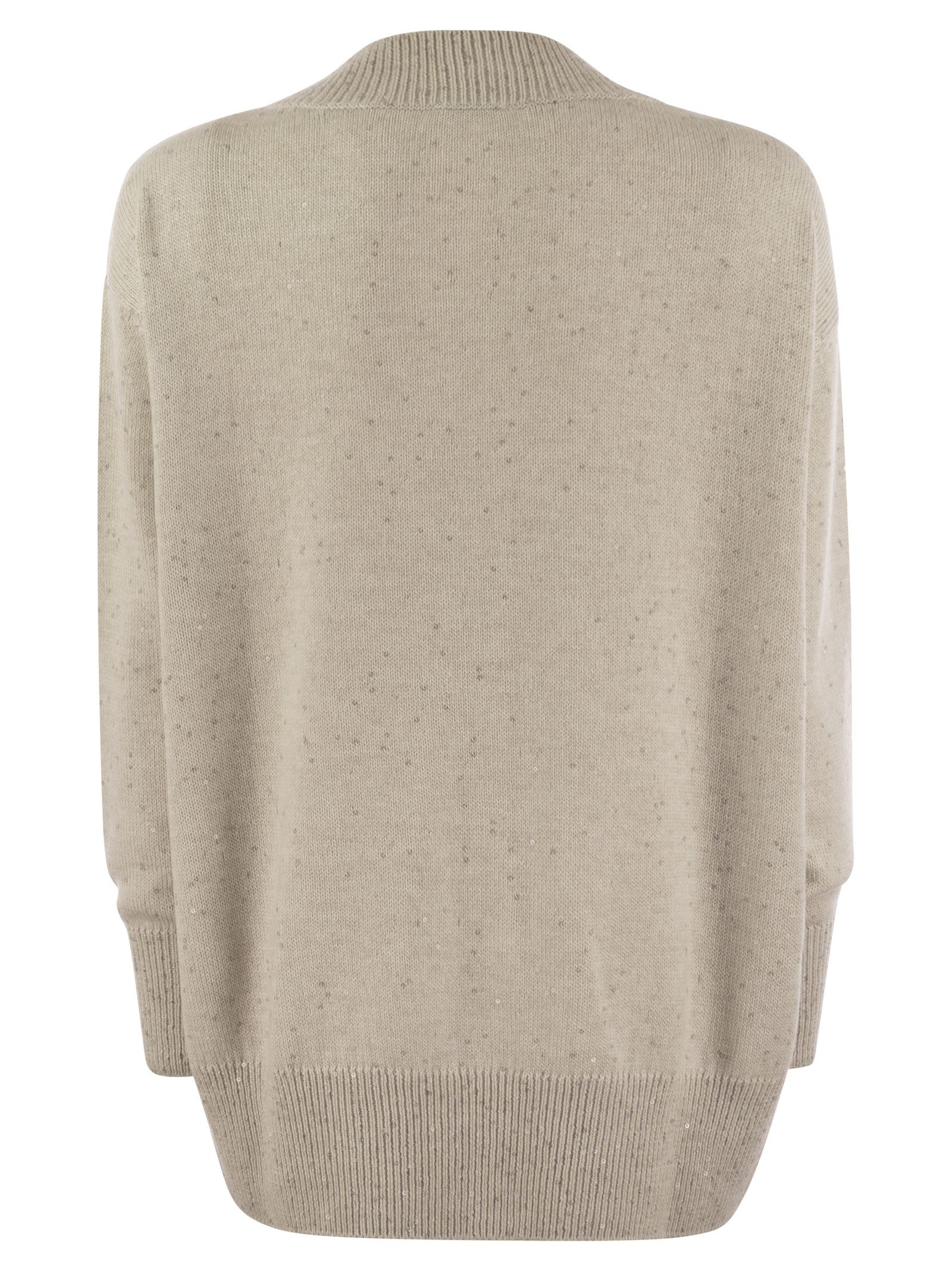 Brunello Cucinelli Women Cashmere And Silk Sweater With Micro Sequins - 2