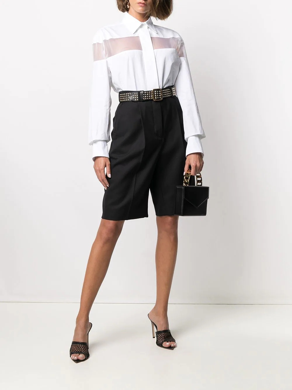 sheer-panel long-sleeve shirt - 2