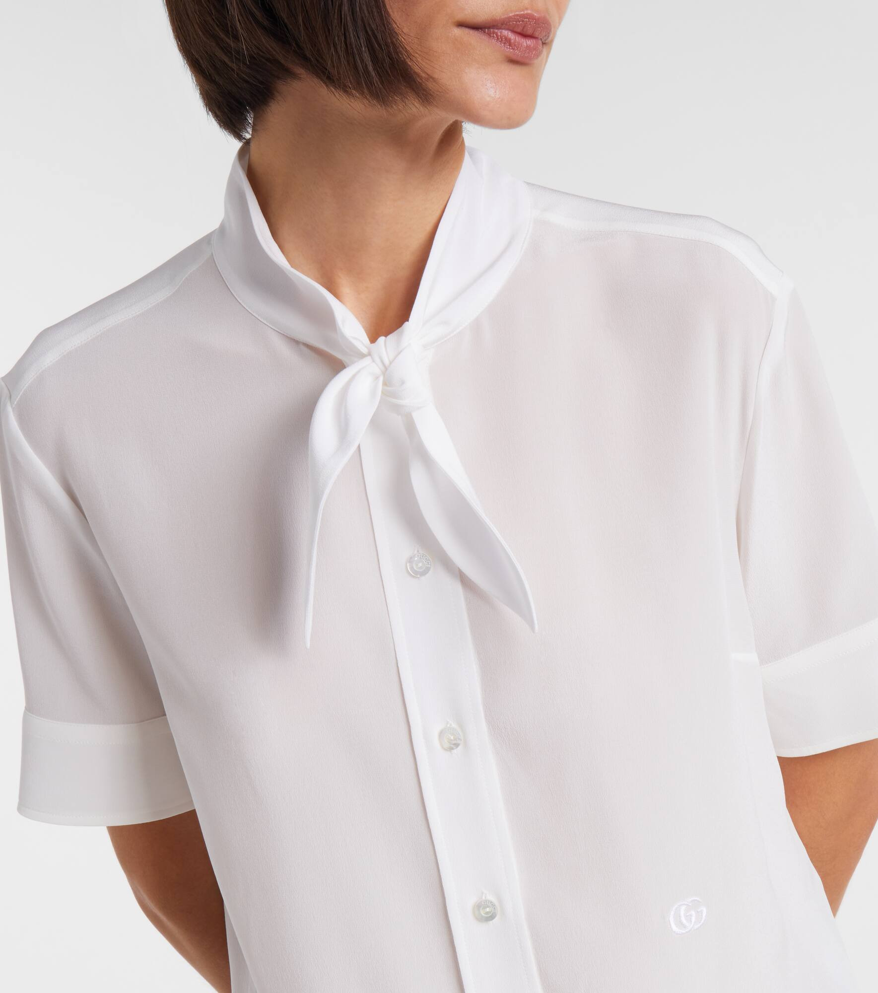 Sheer silk crepe shirt - 4