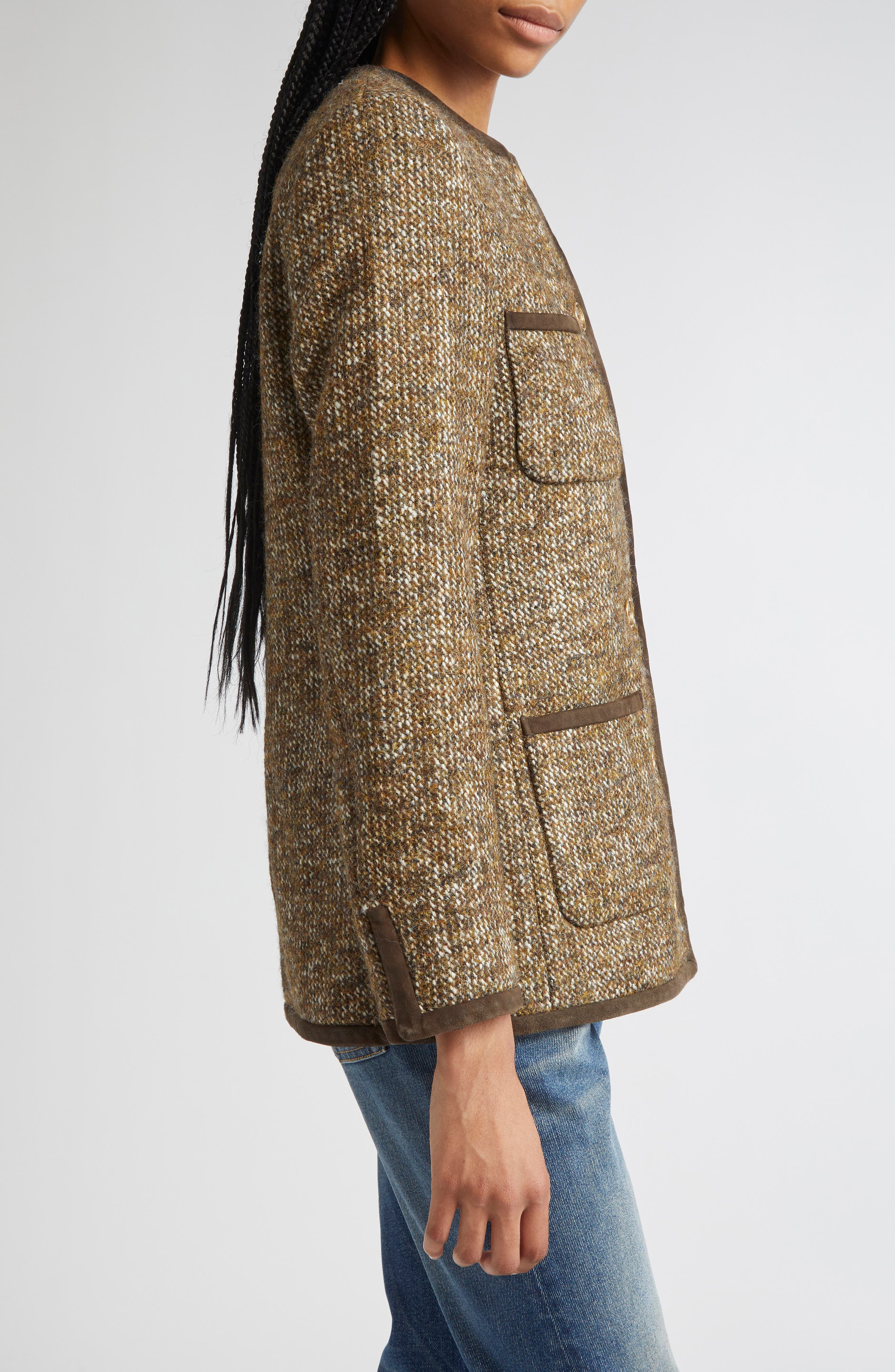 Golden Goose Journey Boxy Tweed Jacket in Turkish Coffee at Nordstrom - 4