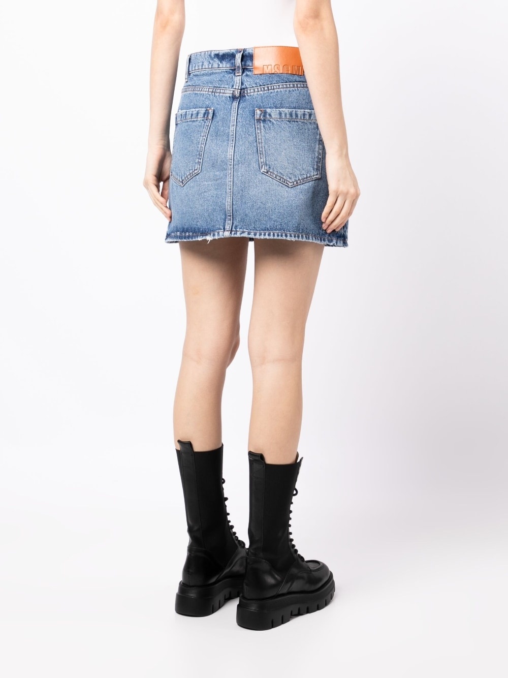 washed cotton denim skirt - 4