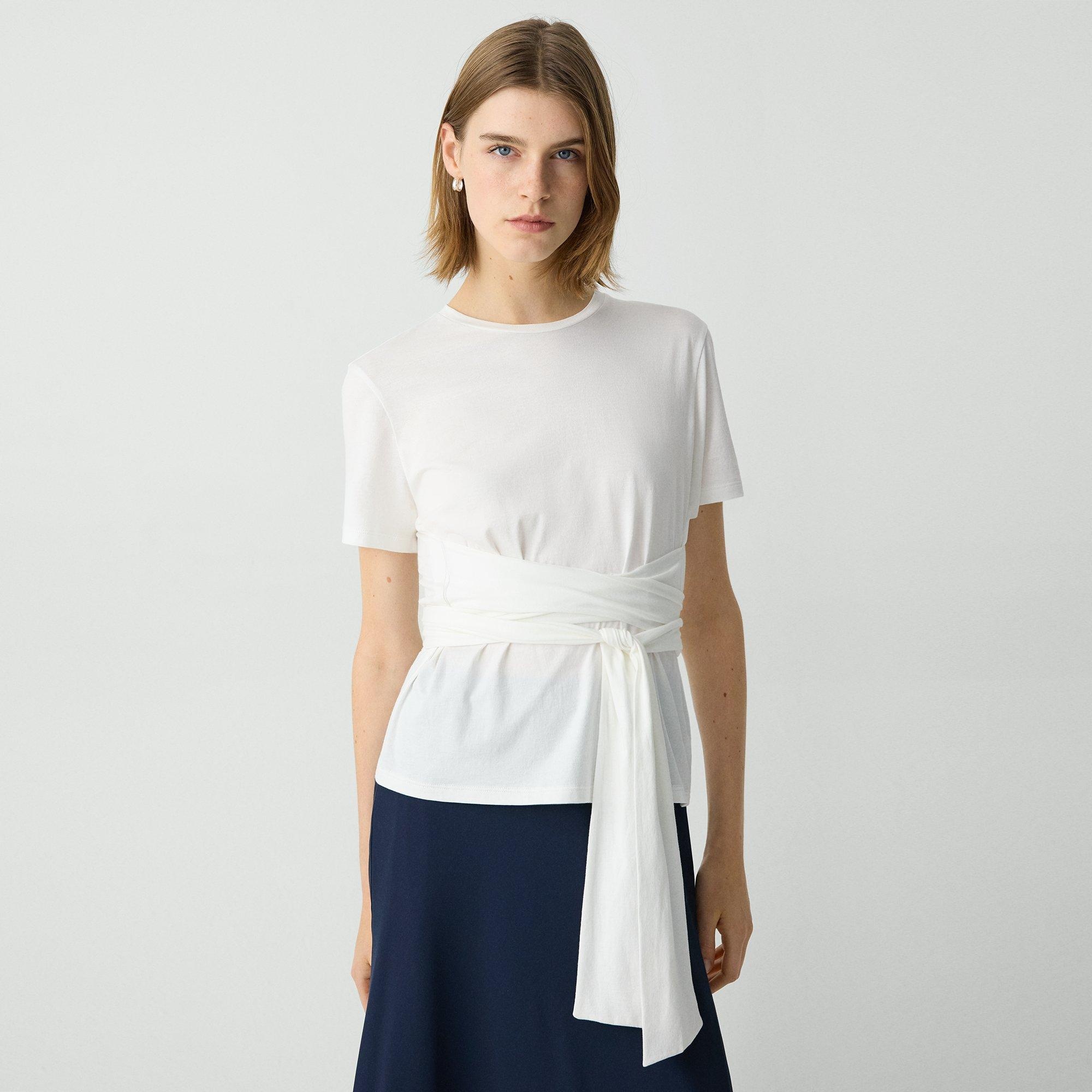 Tie-Front Tee in Cotton - 2