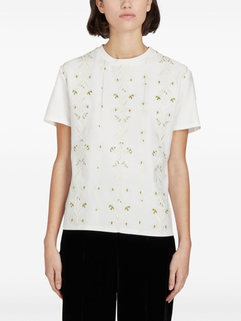 GIAMBATTISTA VALLI floral-embroidered cotton T-shirt outlook