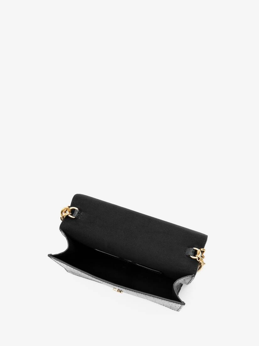 Women's Small Skull Bag With Chain in Black - 4