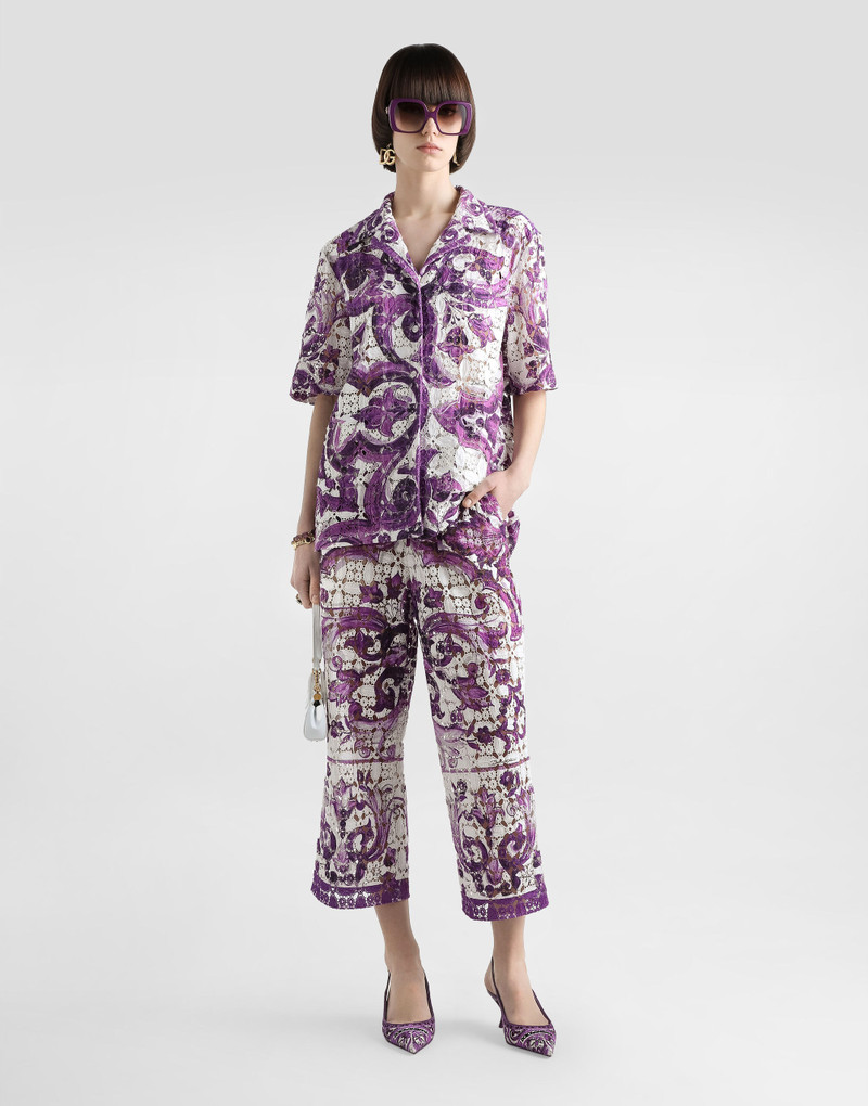 Dolce & Gabbana Majolica-print crochet lace shirt outlook