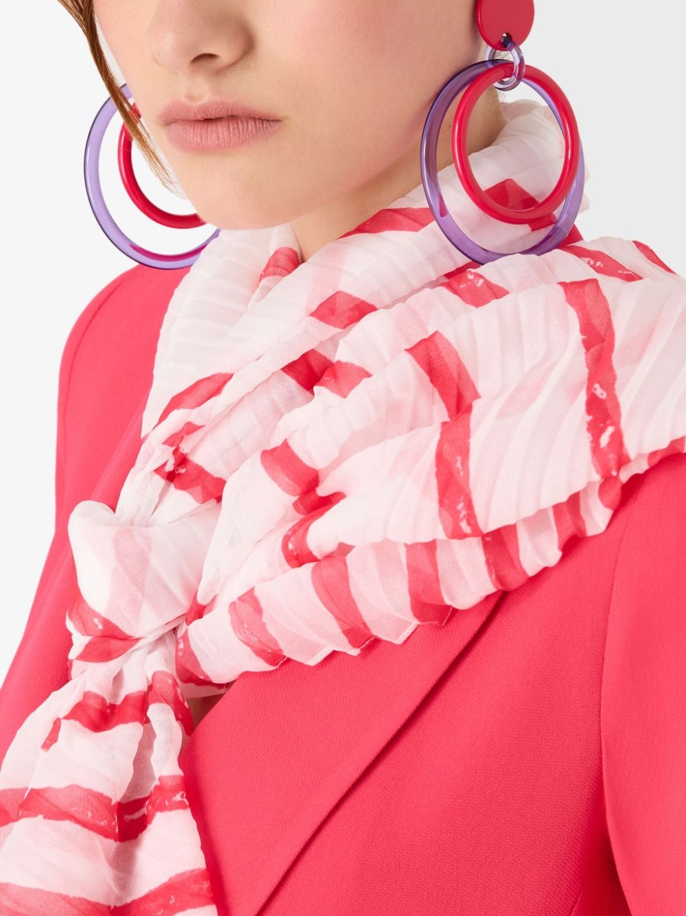 striped sheer-finish scarf - 2