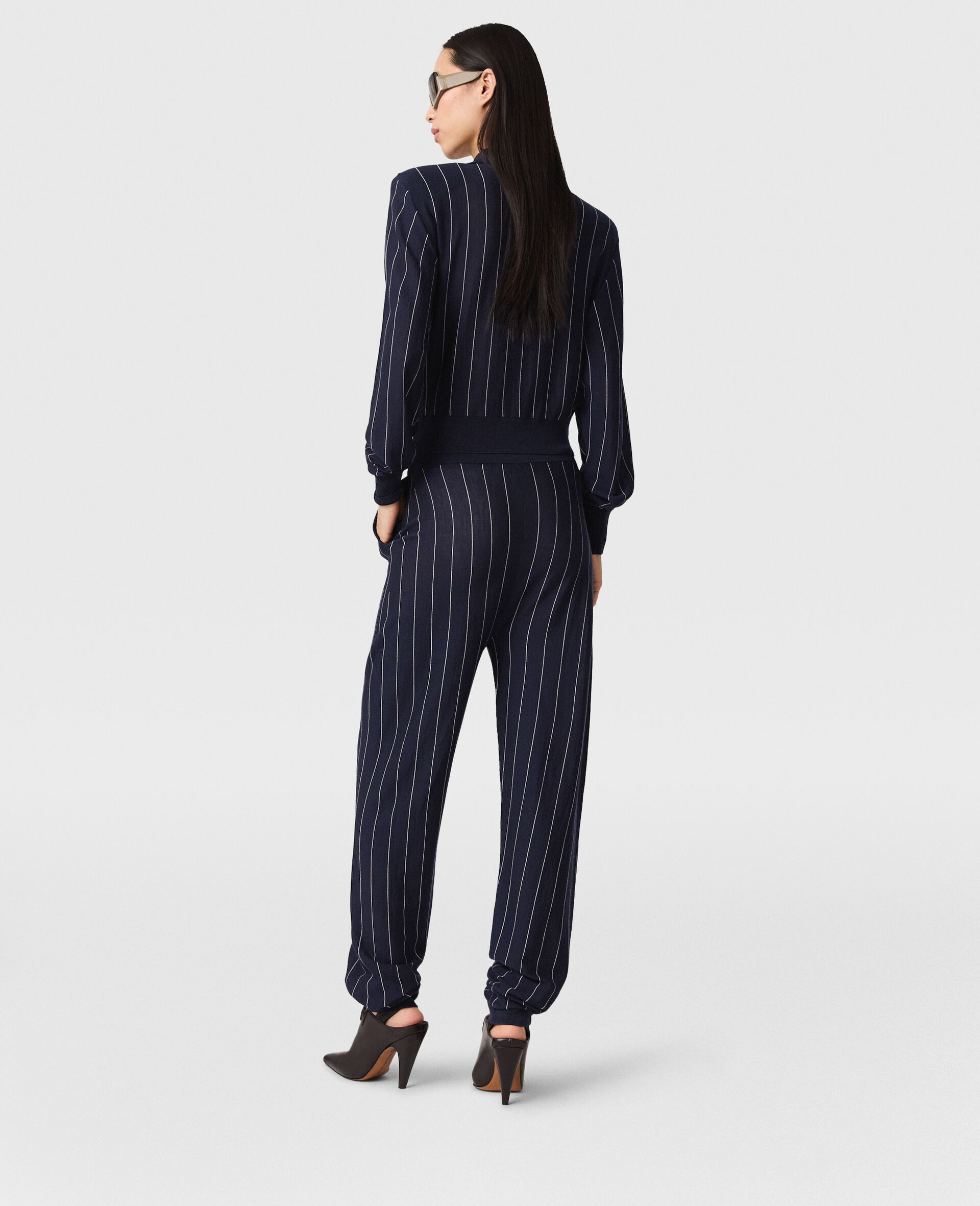 Elasticated Waistband Pinstripe Sweatpants - 4