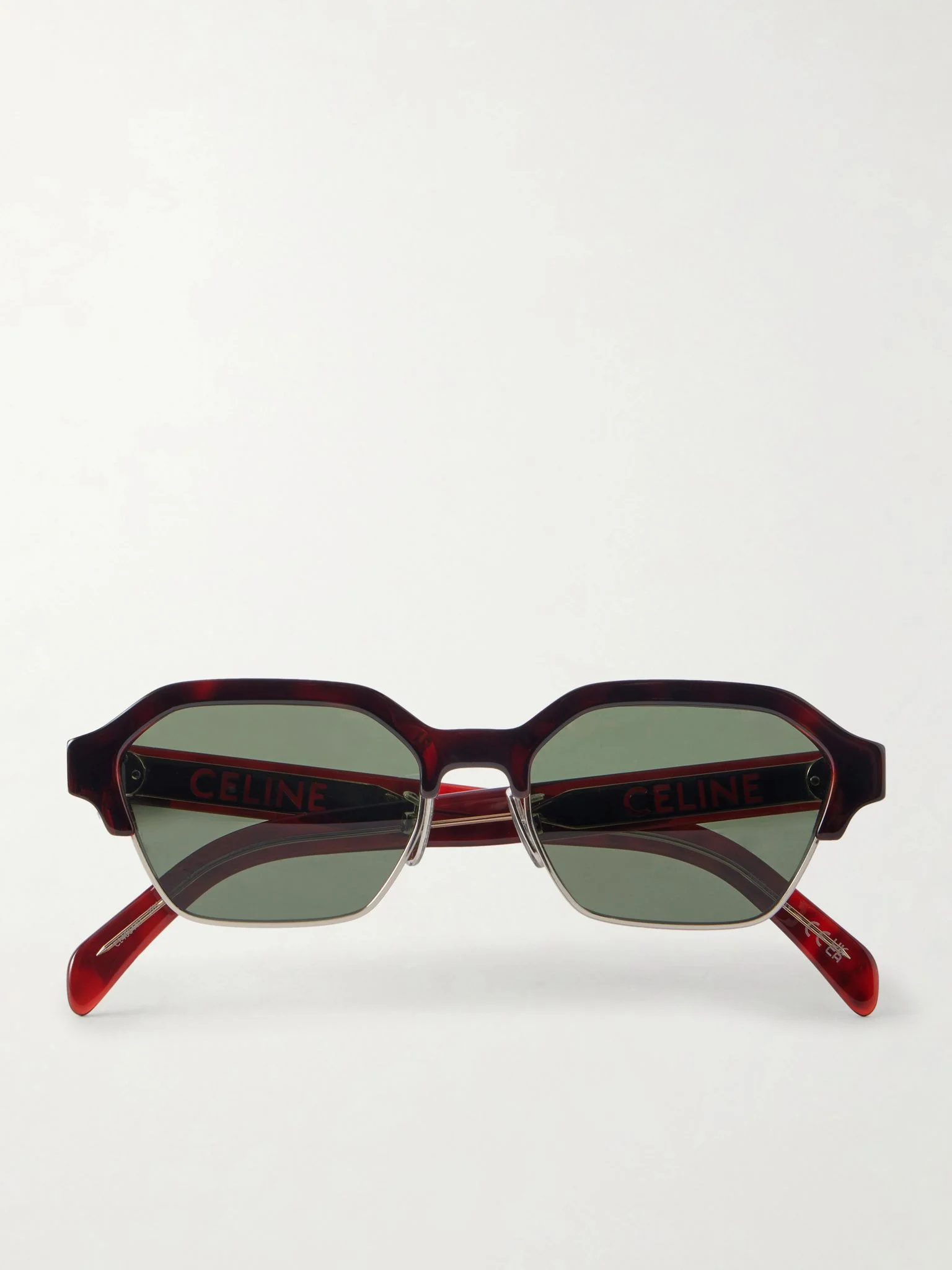 Black Frame 63 Square-Frame Silver-Tone Metal and Acetate Sunglasses Brown - 1