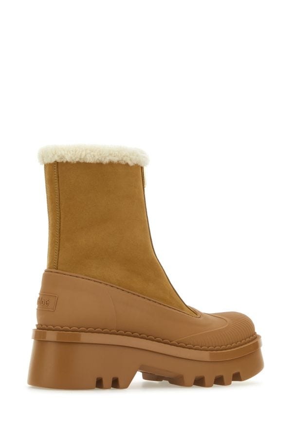 Camel suede and rubber Raina ankle boots - 3