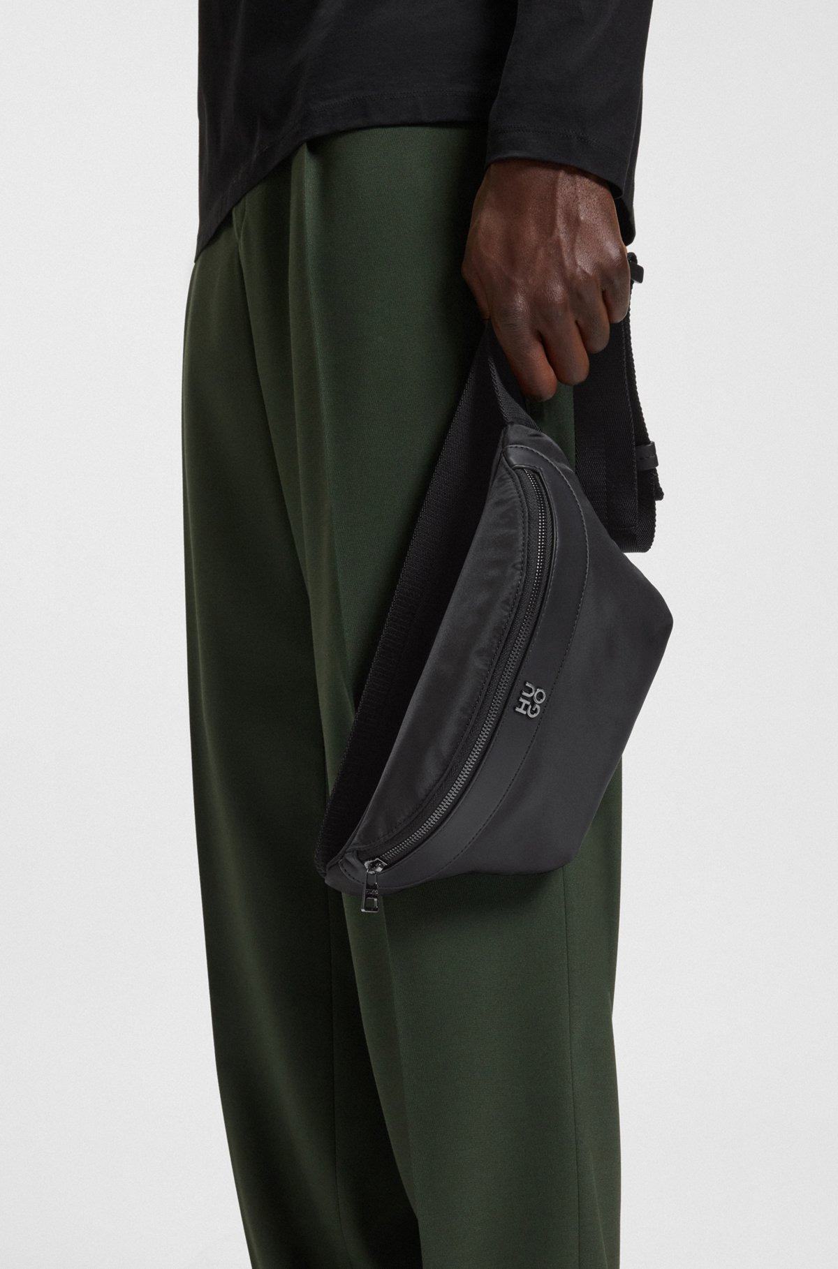 TWILL BELT BAG WITH STACKED-LOGO TRIM - 3