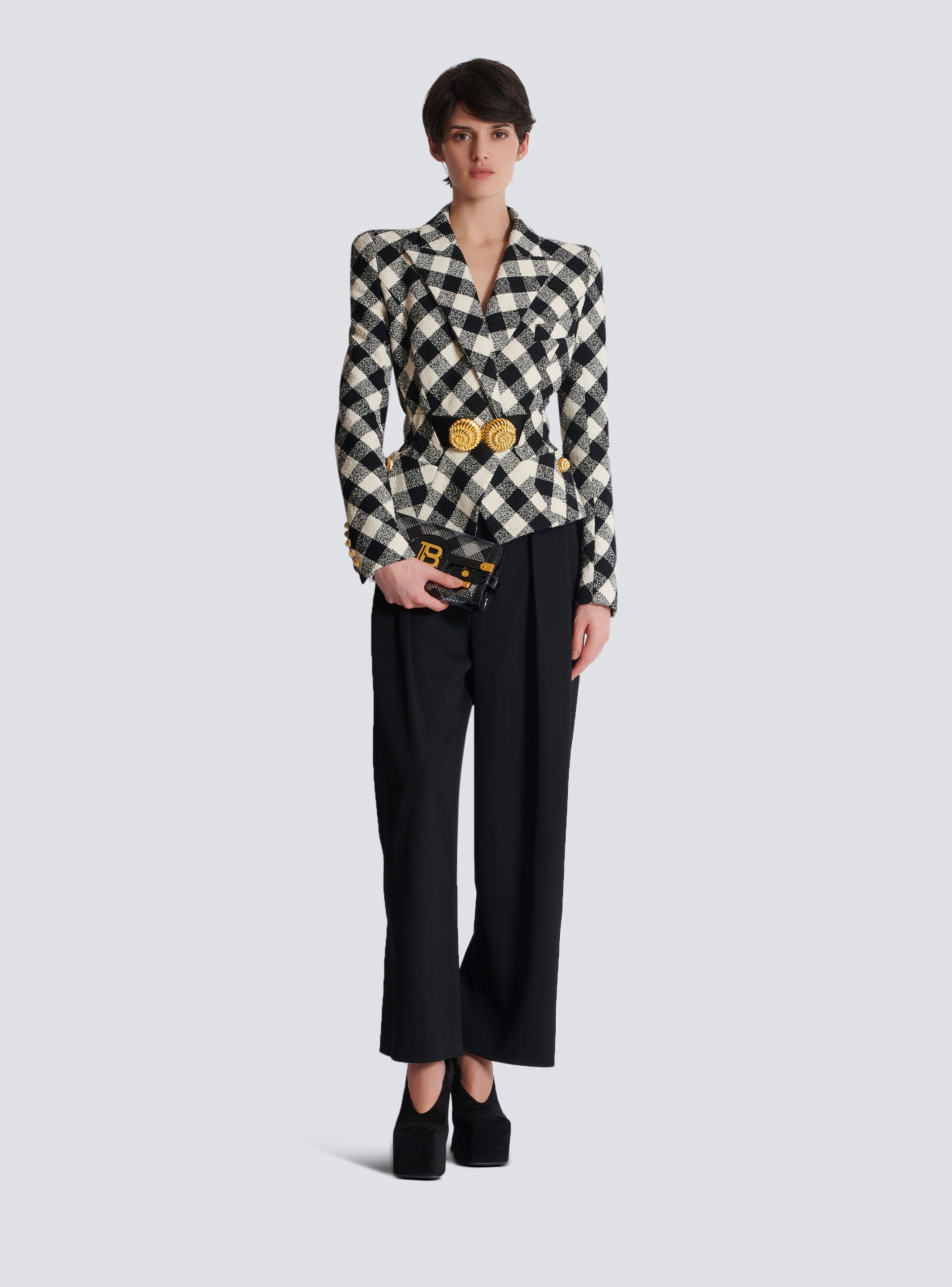 B-Buzz Pouch 23 with gingham sequins and patent leather 2