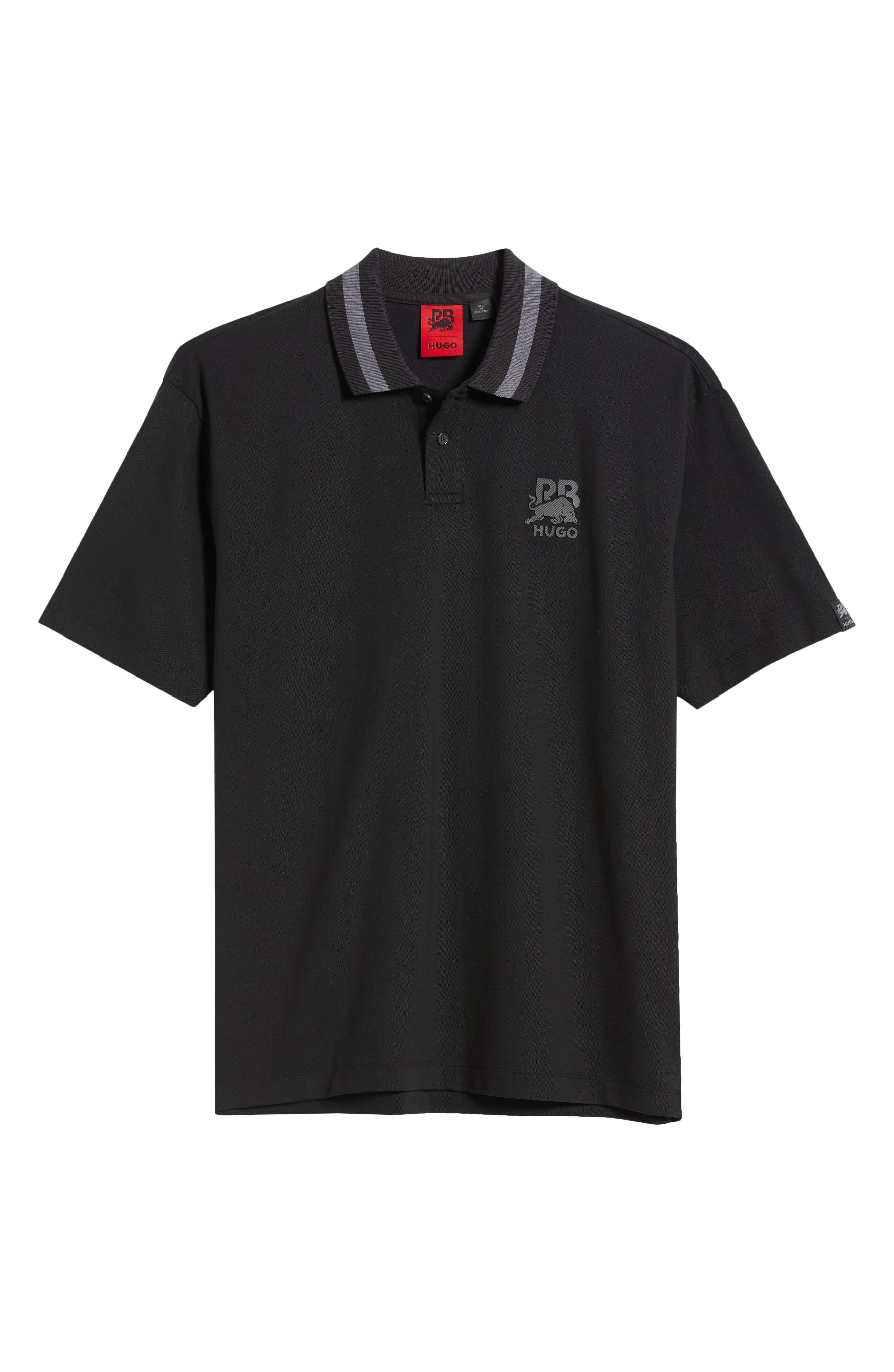 HUGO x RB Formula One™ Team Relaxed Fit Stretch Piqué Polo in Black at Nordstrom - 5