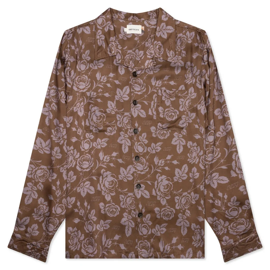 HONOR THE GIFT PATTERNED WOVEN L/S - BROWN - 1