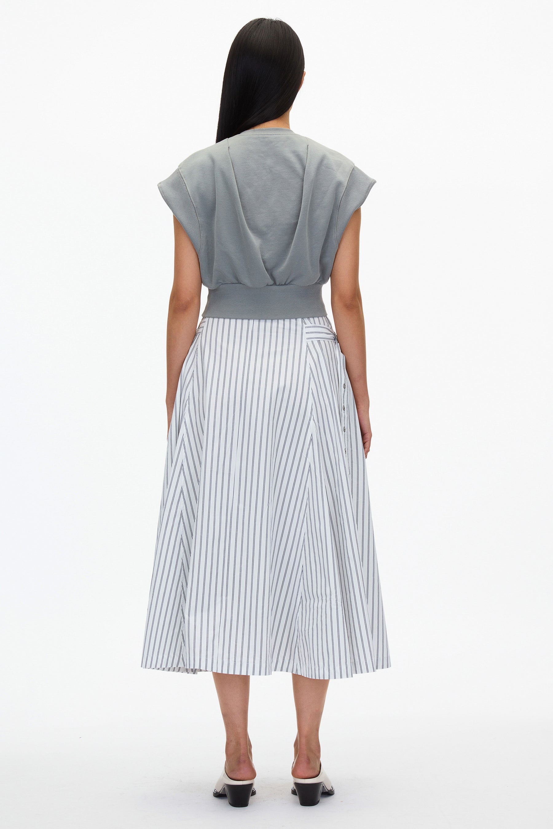 Sweatshirt Combo Dress with Pleated Skirt - 4