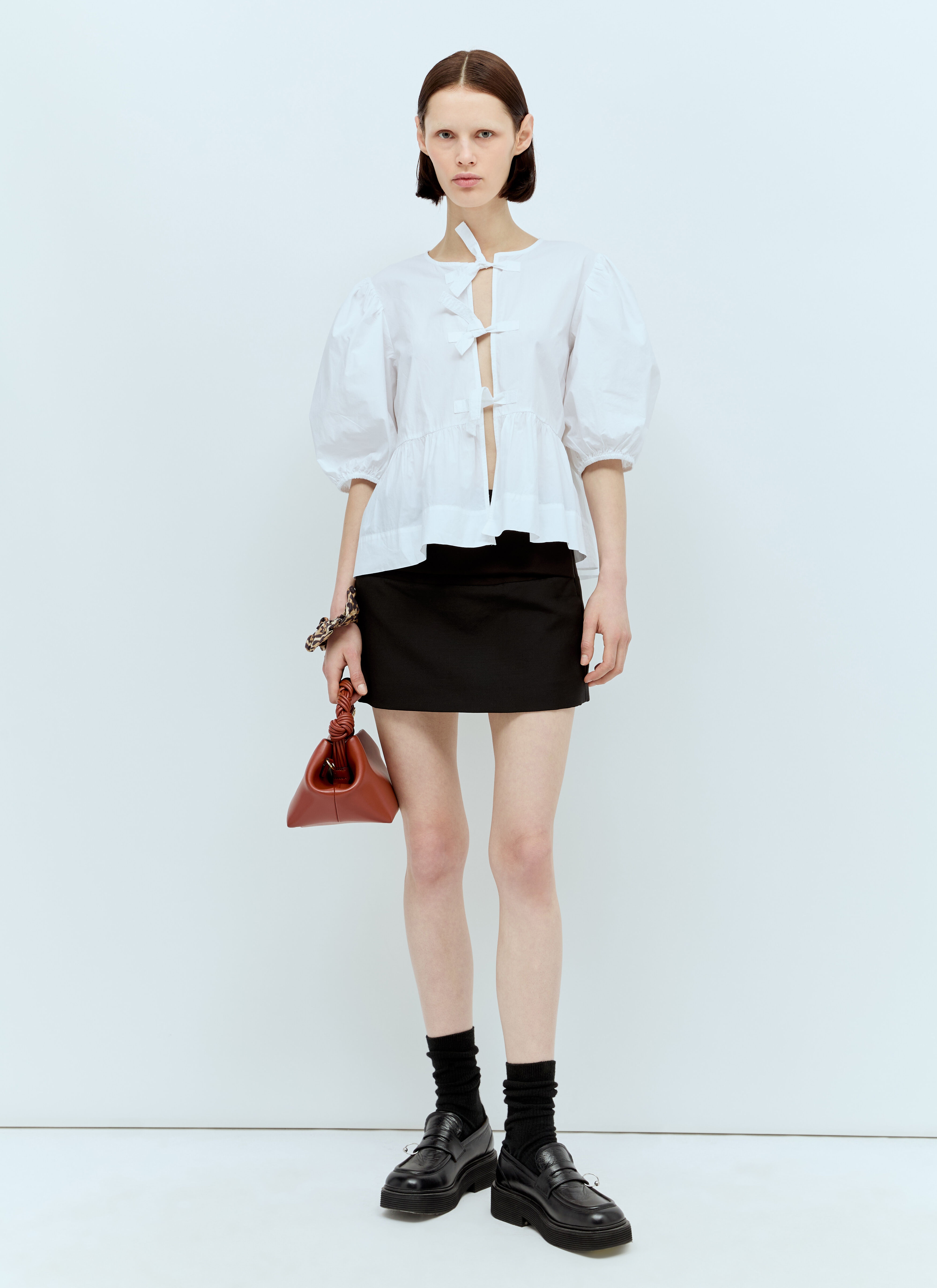 Cotton Poplin Peplum Blouse - 2