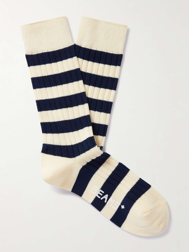 Striped Ribbed Cotton-Blend Socks - 1