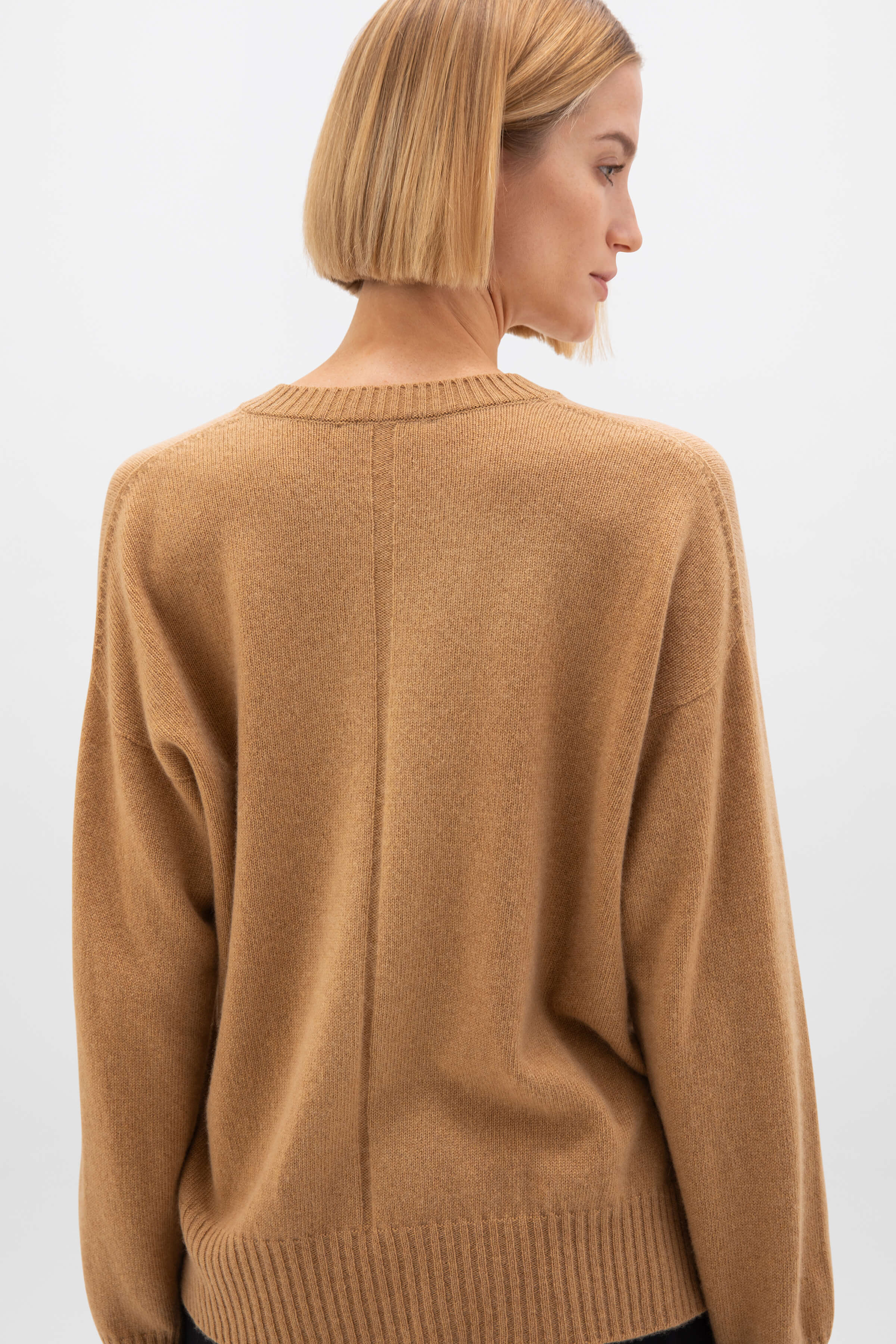 Relaxed Fit Gauzy Camel Cashmere Jumper - 4