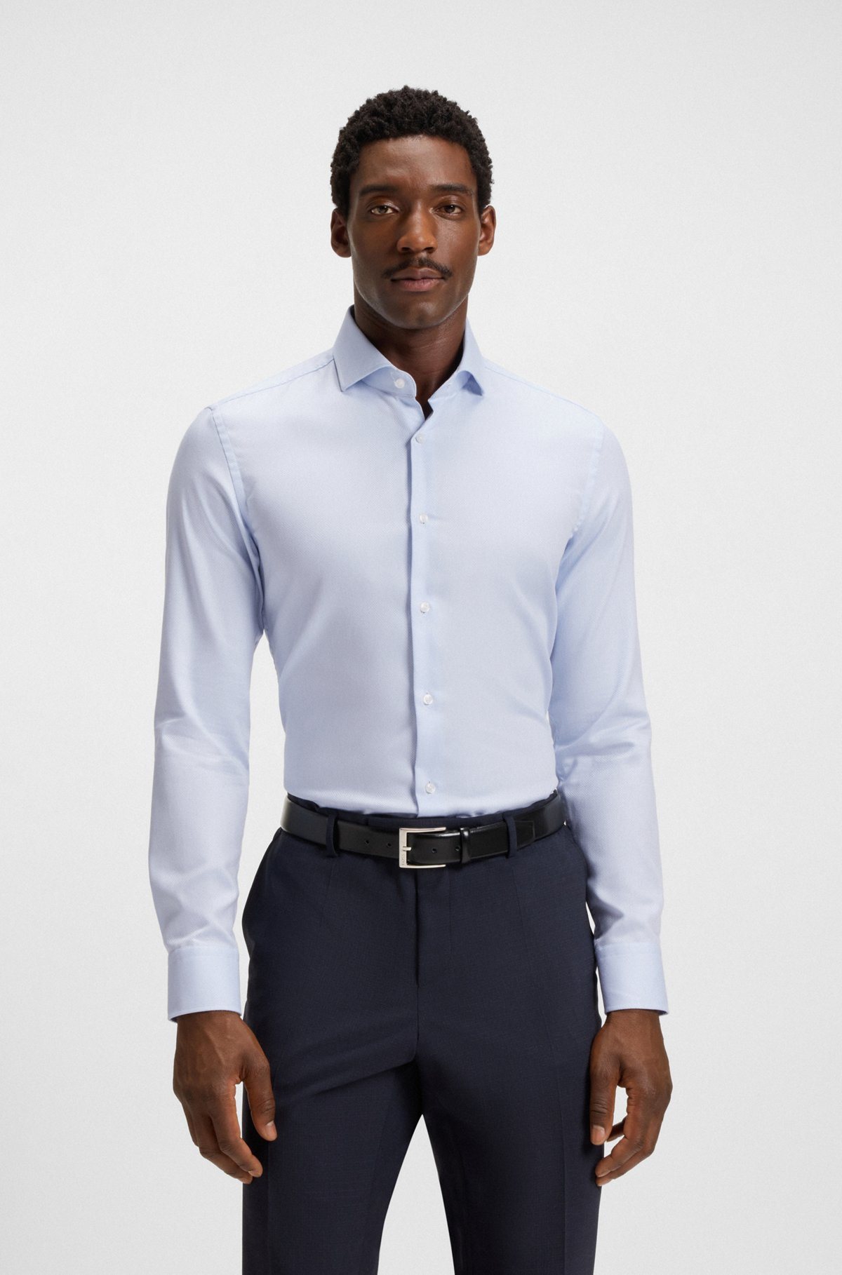 SLIM-FIT SHIRT IN STRUCTURED COTTON - 2