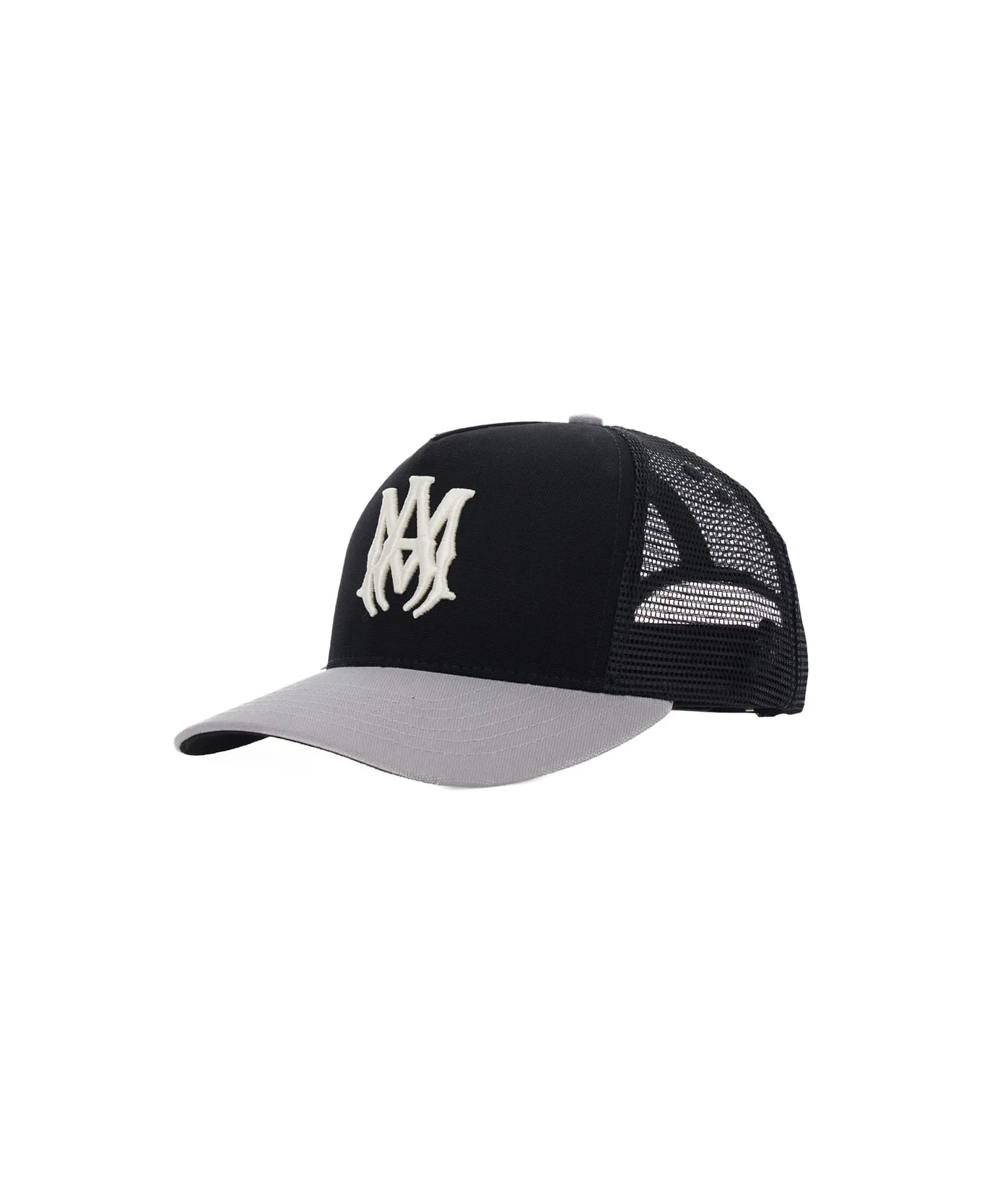 Black Baseball Cap With Front Logo And Mesh Inserts In Cotton Man - 1