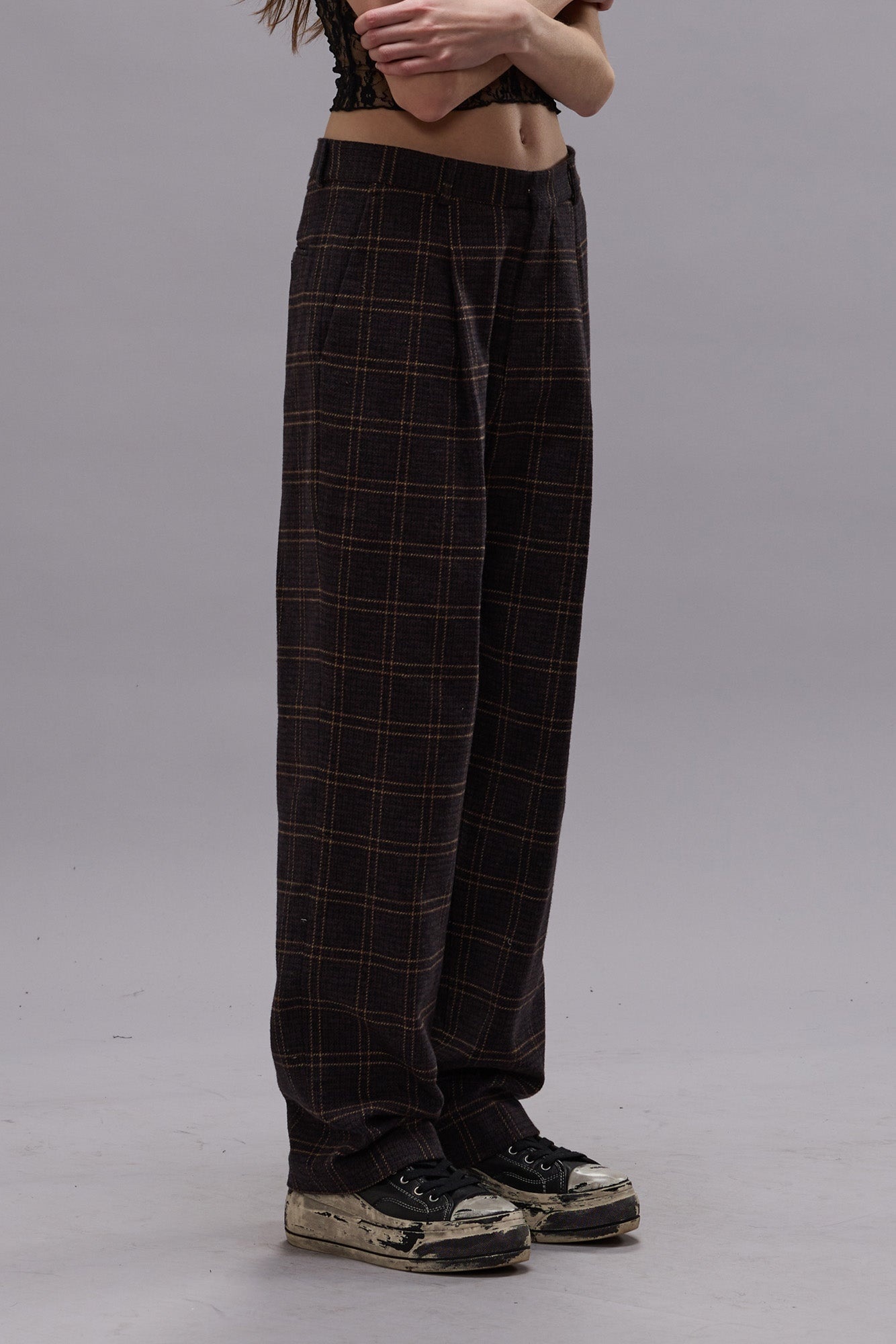 RELAXED TROUSER - DARK BROWN PLAID - R13 - 5