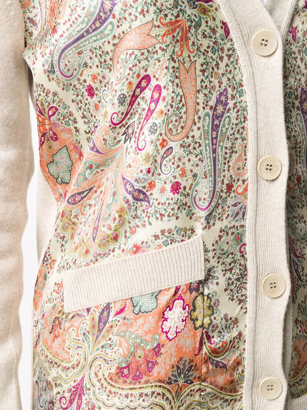 paisley print fine knit cardigan - 5