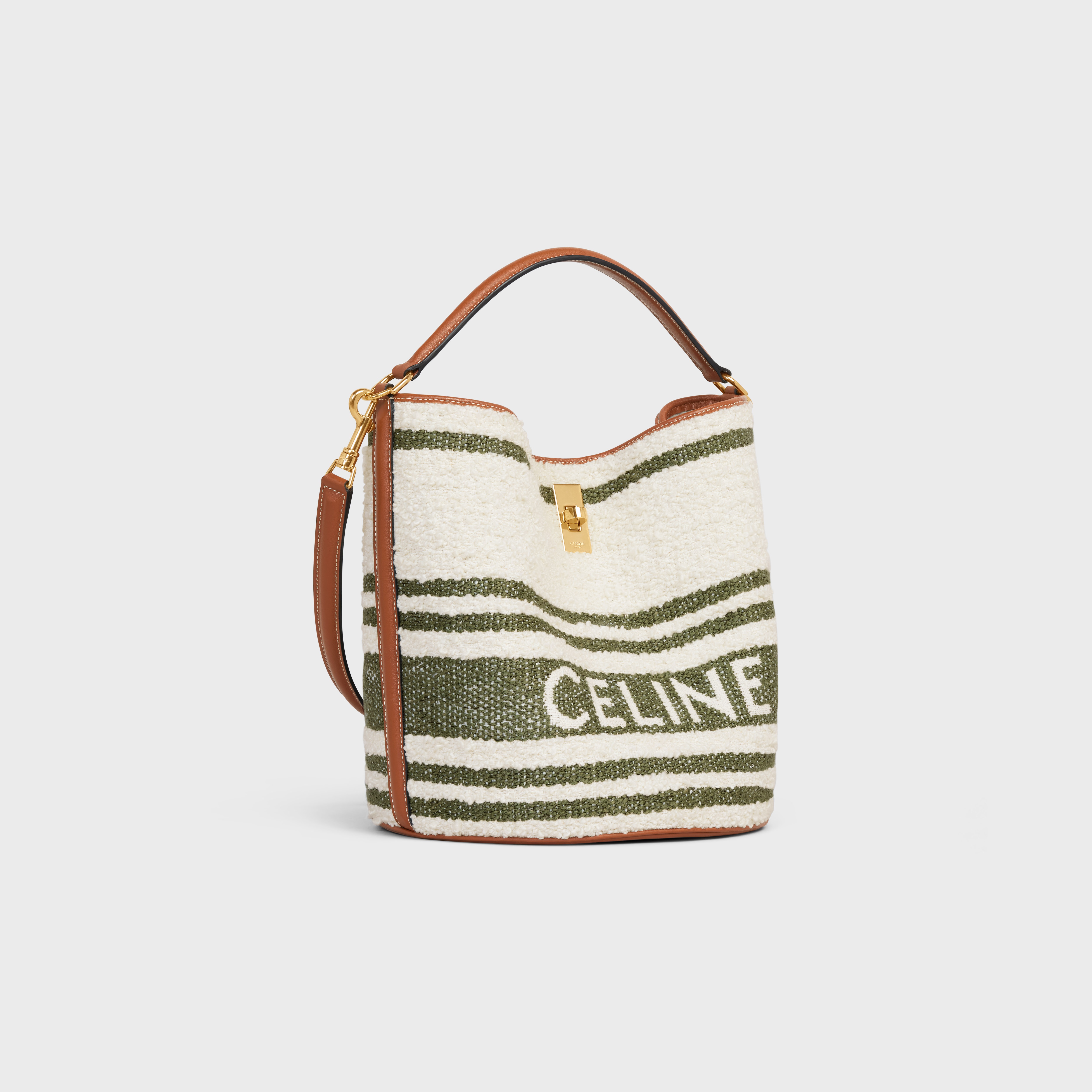 Bucket 16 Bag in STRIPED TEXTILE WITH CELINE AND CALFSKIN - 2