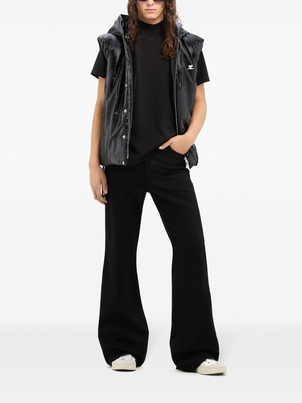 sleeveless vinyl puffer jacket - 3