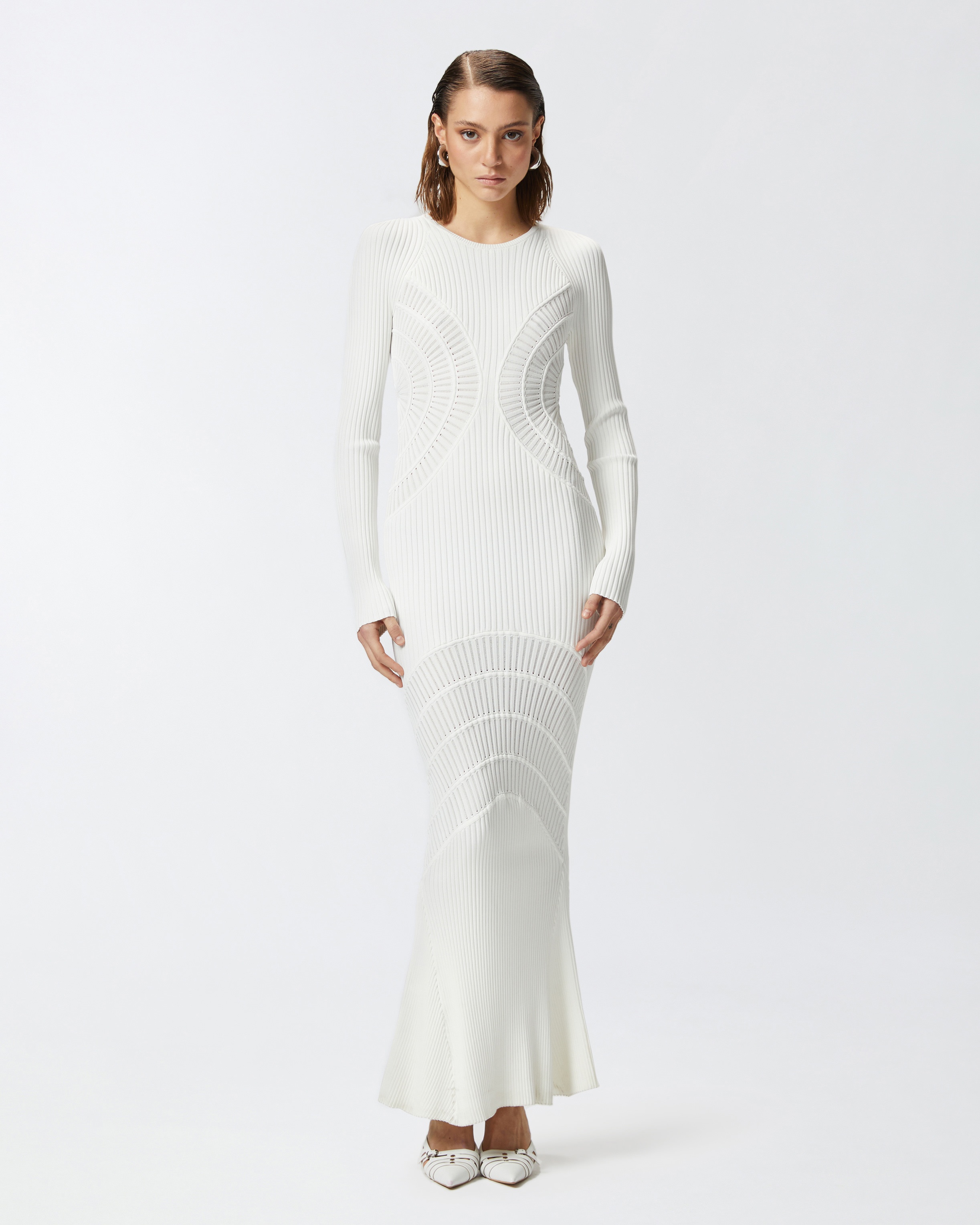 SLIM-FITTING RIBBED KNIT LONG DRESS - 2