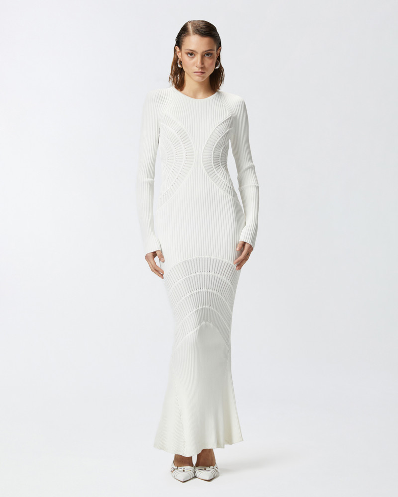 PINKO SLIM-FITTING RIBBED KNIT LONG DRESS outlook