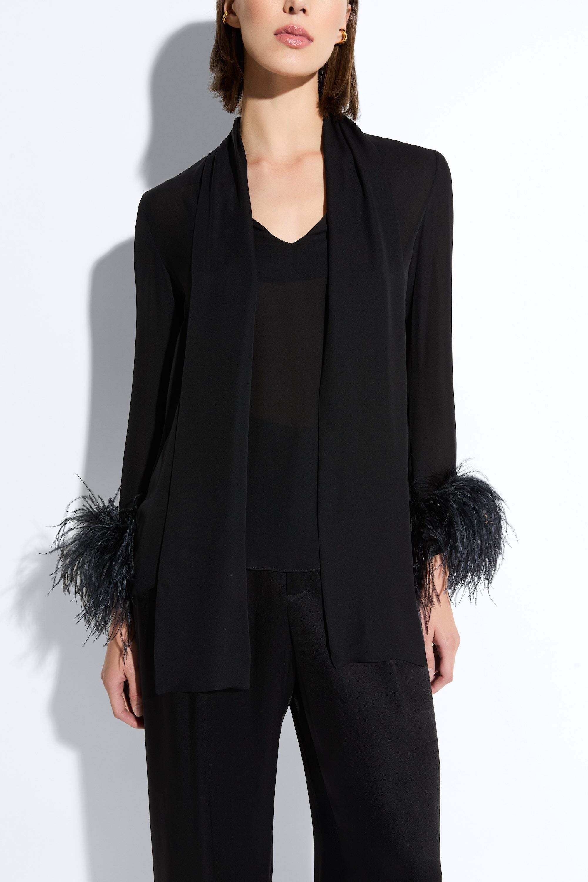Lightweight Georgette Scarf Top With Feathers - 4