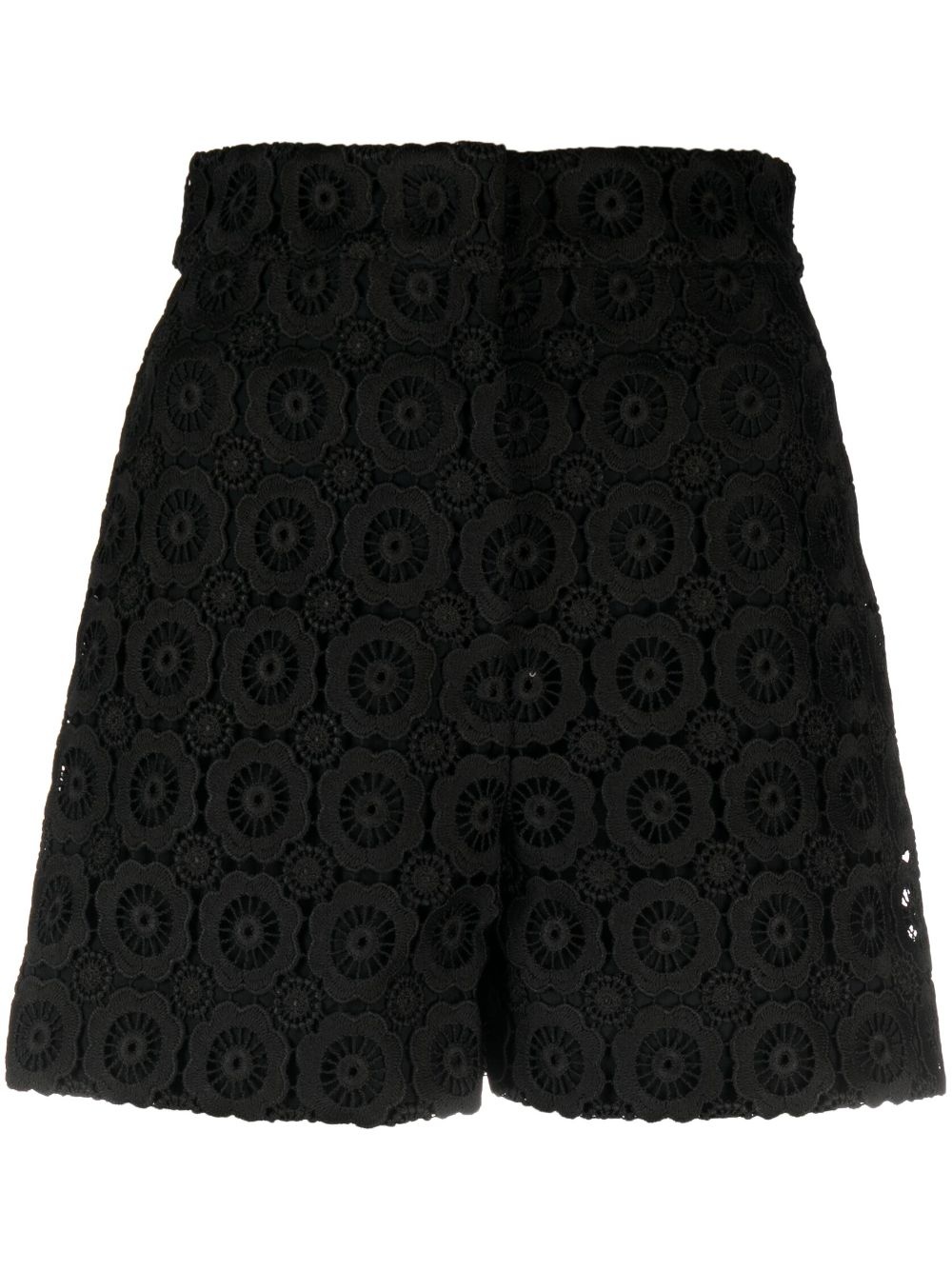floral-appliquÃ© high-waist mini shorts - 1