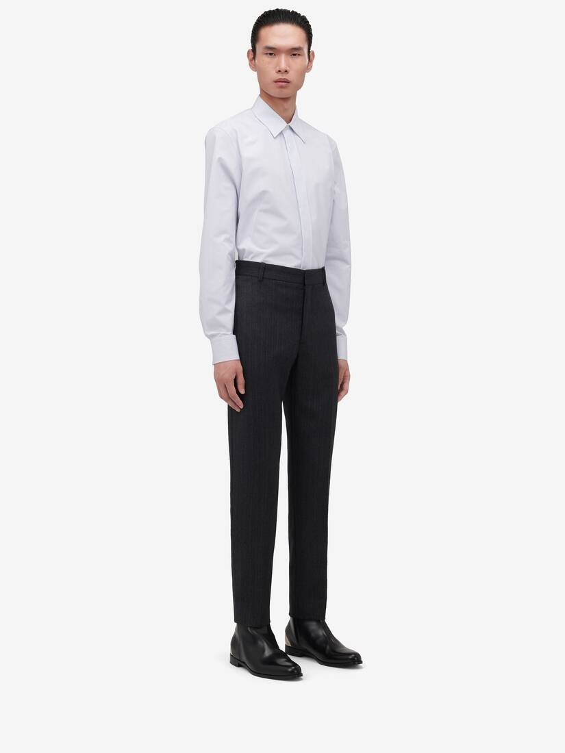Men's Tailored Cigarette Trousers in Charcoal - 3