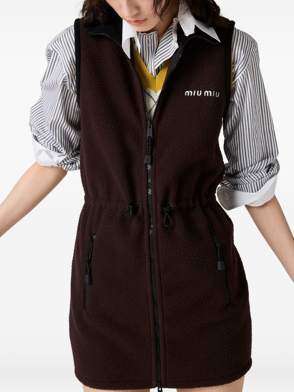 stand-collar fleece dress - 4