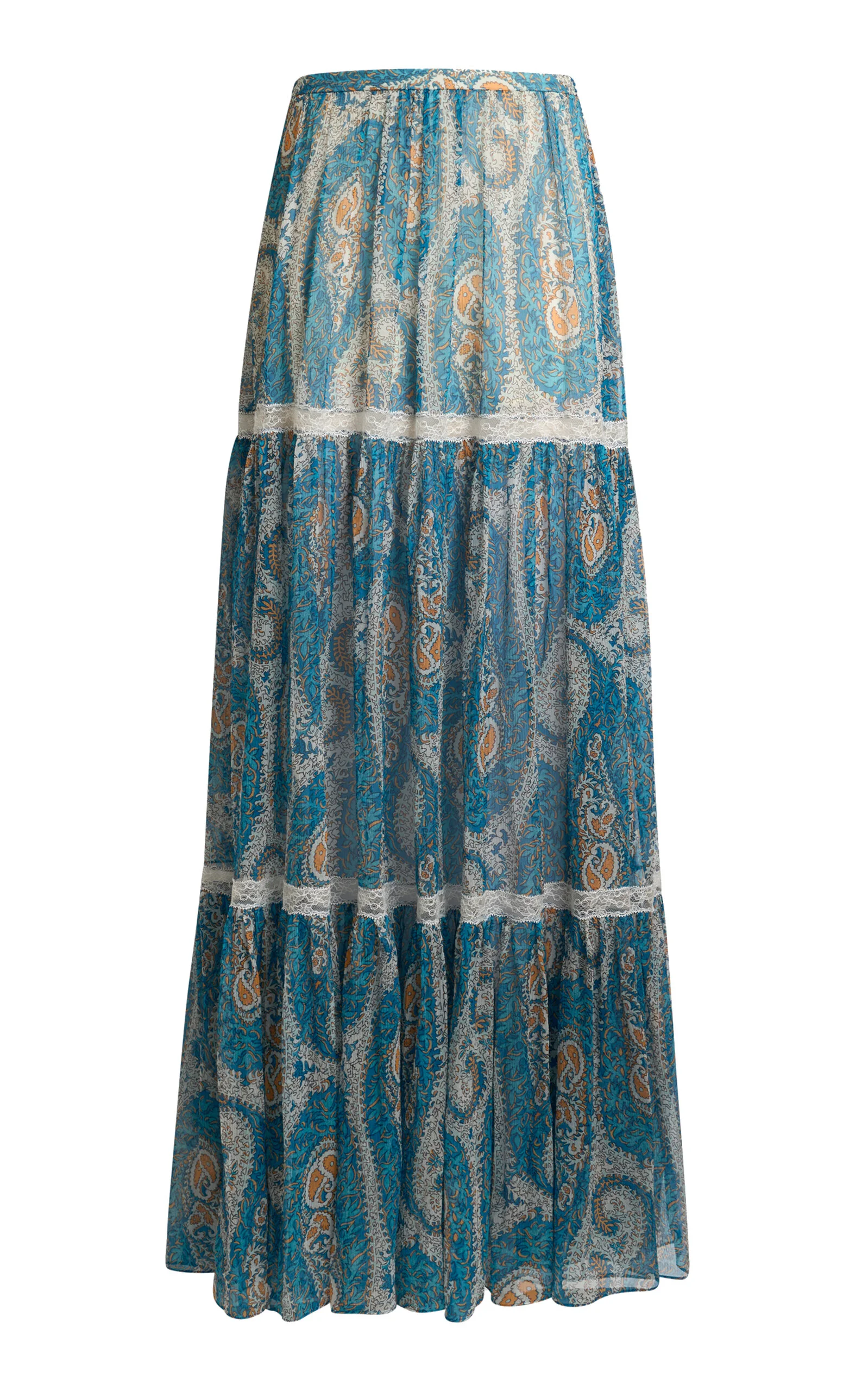 Tiered Silk Maxi Skirt print - 1