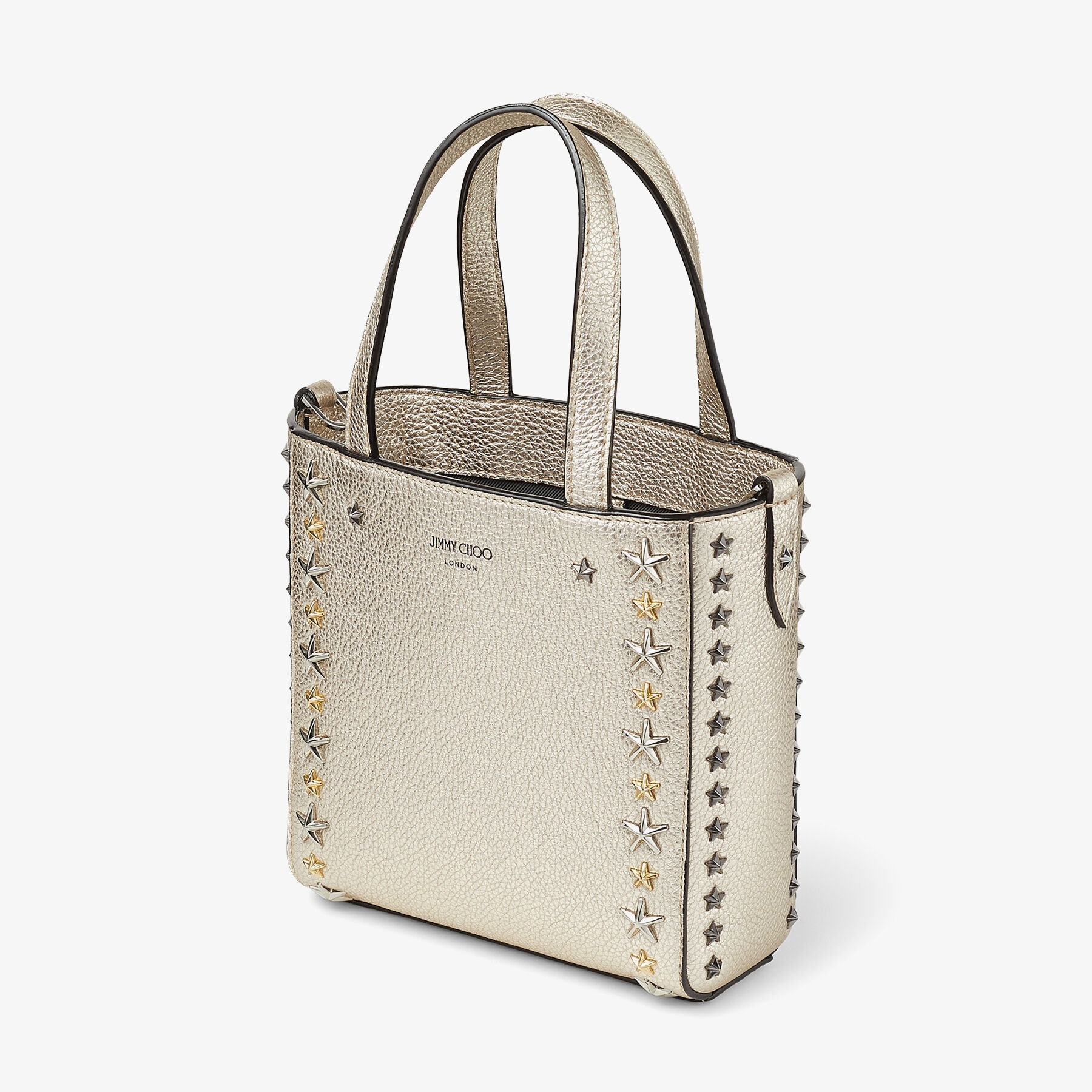 Mini Pegasi
Light Gold Metallic Soft Calf Mini Tote Bag with Stars - 5