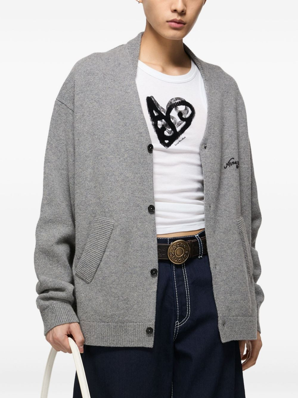 embroidered button cardigan - 4