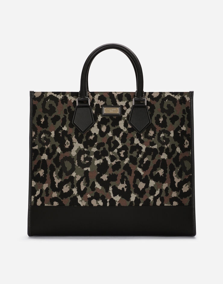 Large camouflage jacquard shopper - 1