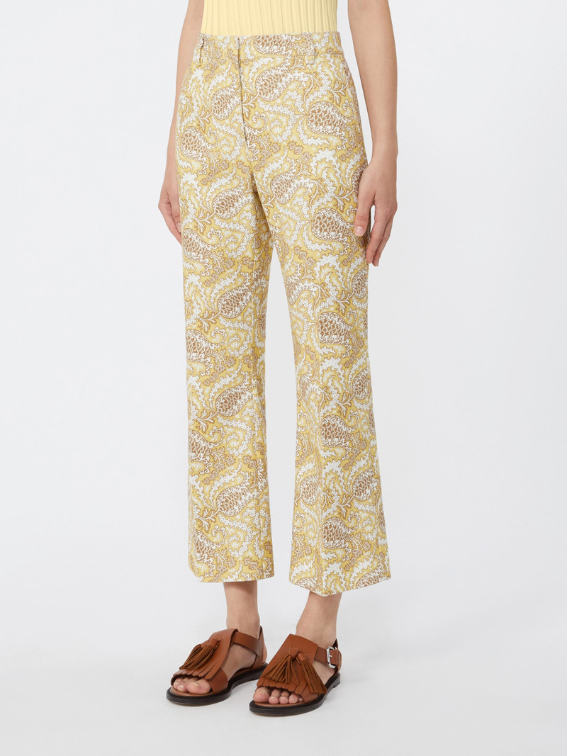 ONDE Printed basketweave cotton trousers - LIGHT YELLOW 3