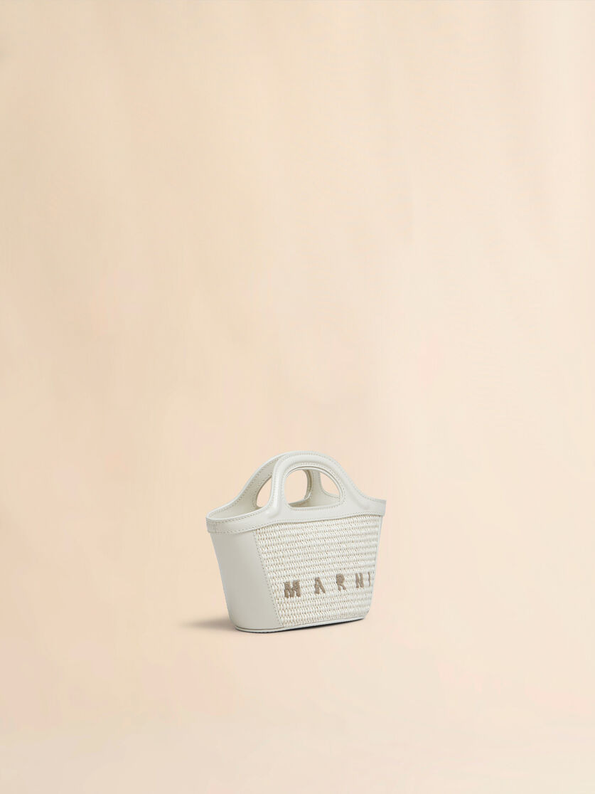 TROPICALIA MICRO BAG IN LIGHT BLUE LEATHER AND RAFFIA-EFFECT FABRIC - 5