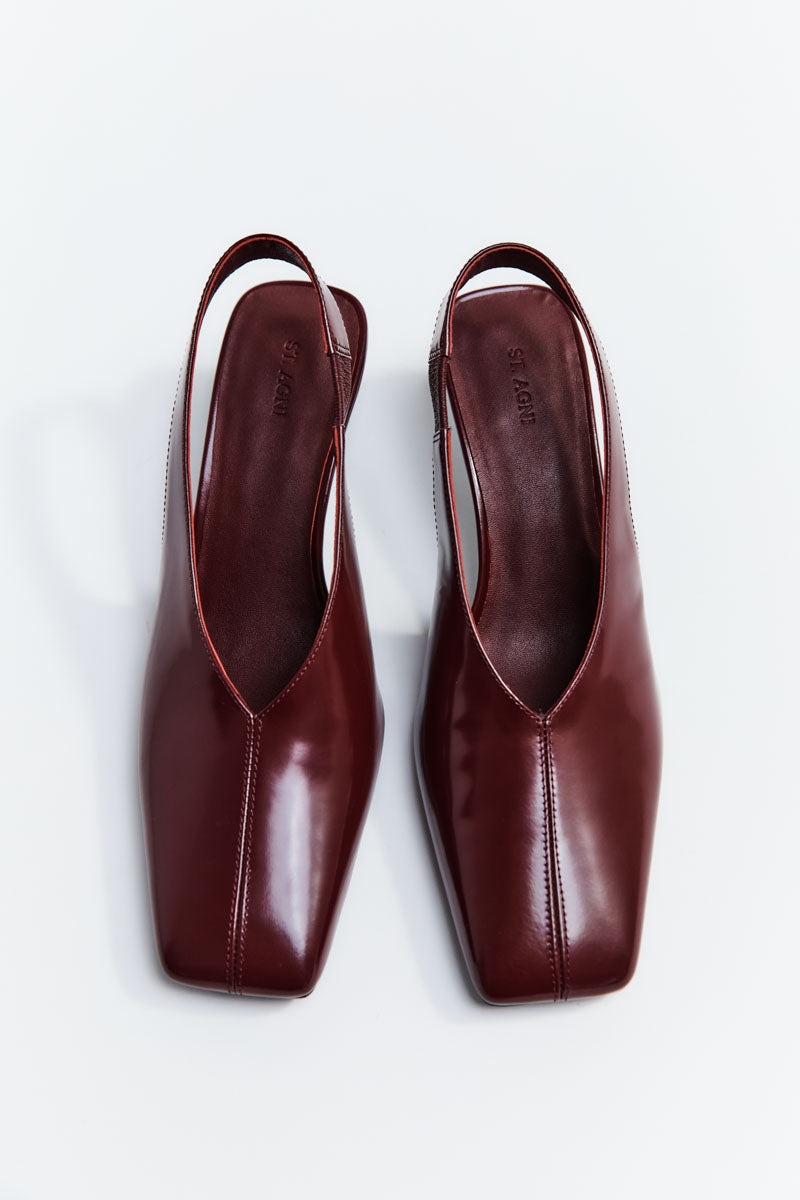 Square Toe Sling Back Heel - Plum - 4