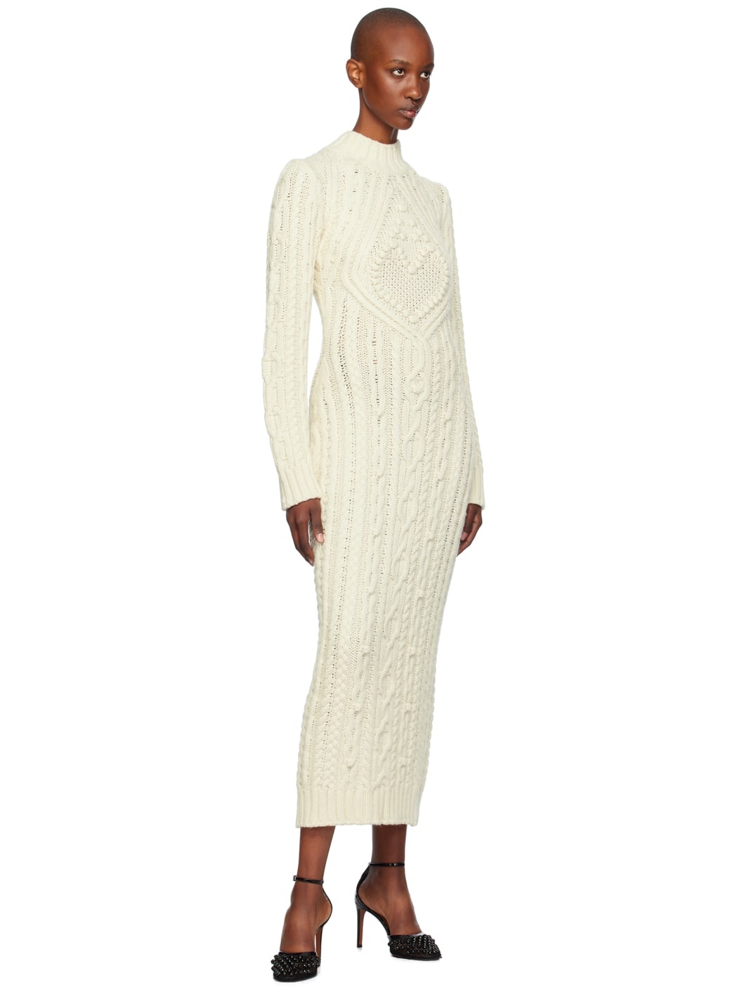 Off-White Cable Knit Maxi Dress - 4
