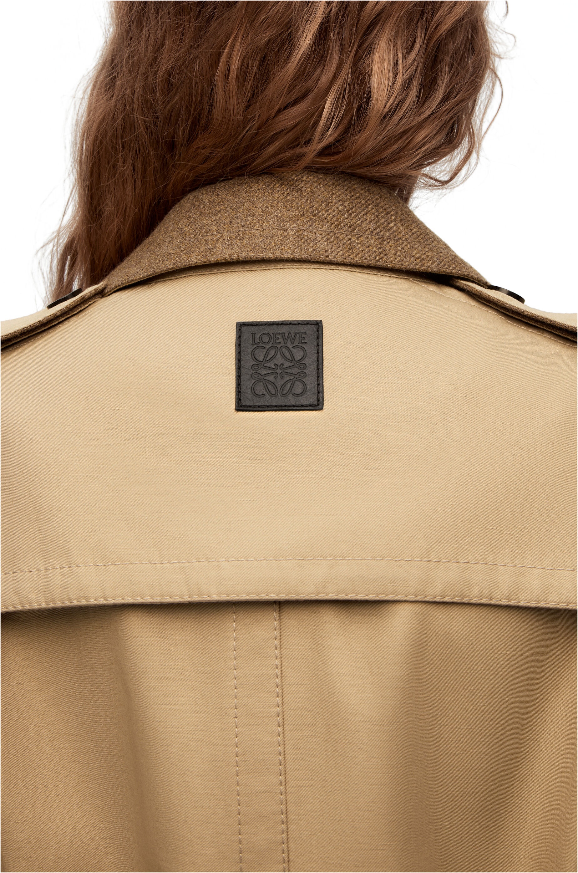 Short trench coat in cotton, linen and cashmere - 5