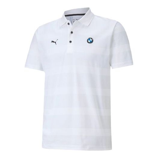 Puma x BMW Motorsport Striped Short Sleeve Polo Shirt 'White Black' 598005-02 - 1