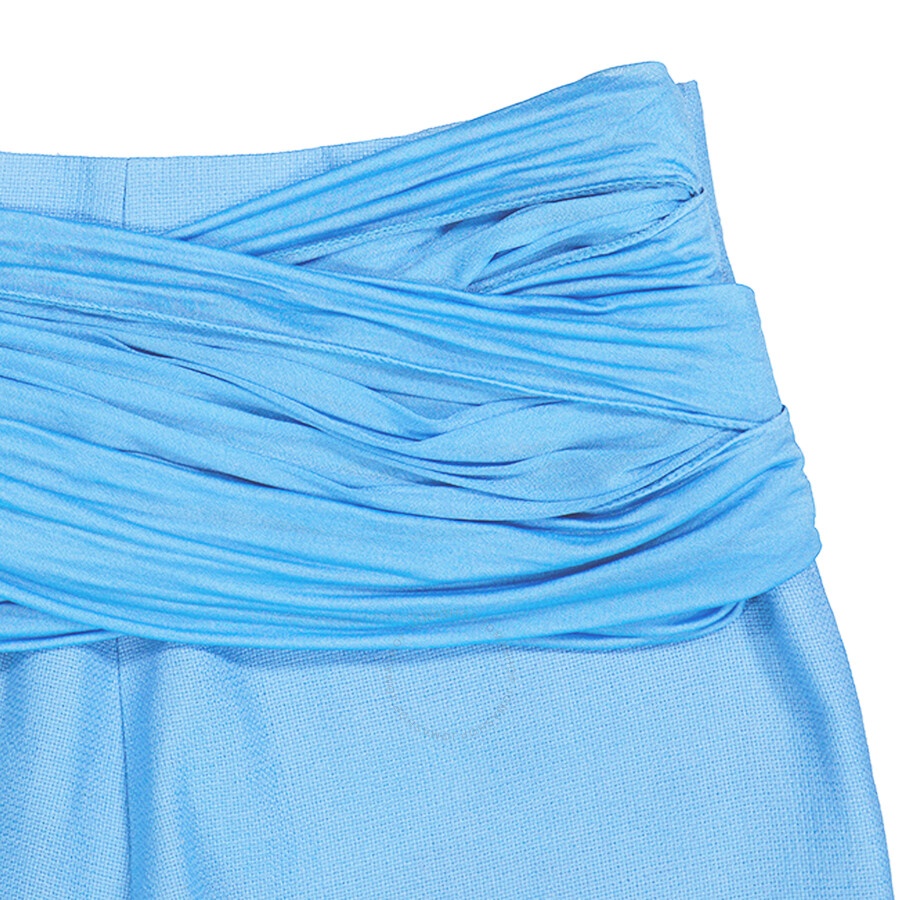 Burberry Ladies Blue Topaz Jersey Sash Detail Tailored Trousers - 6