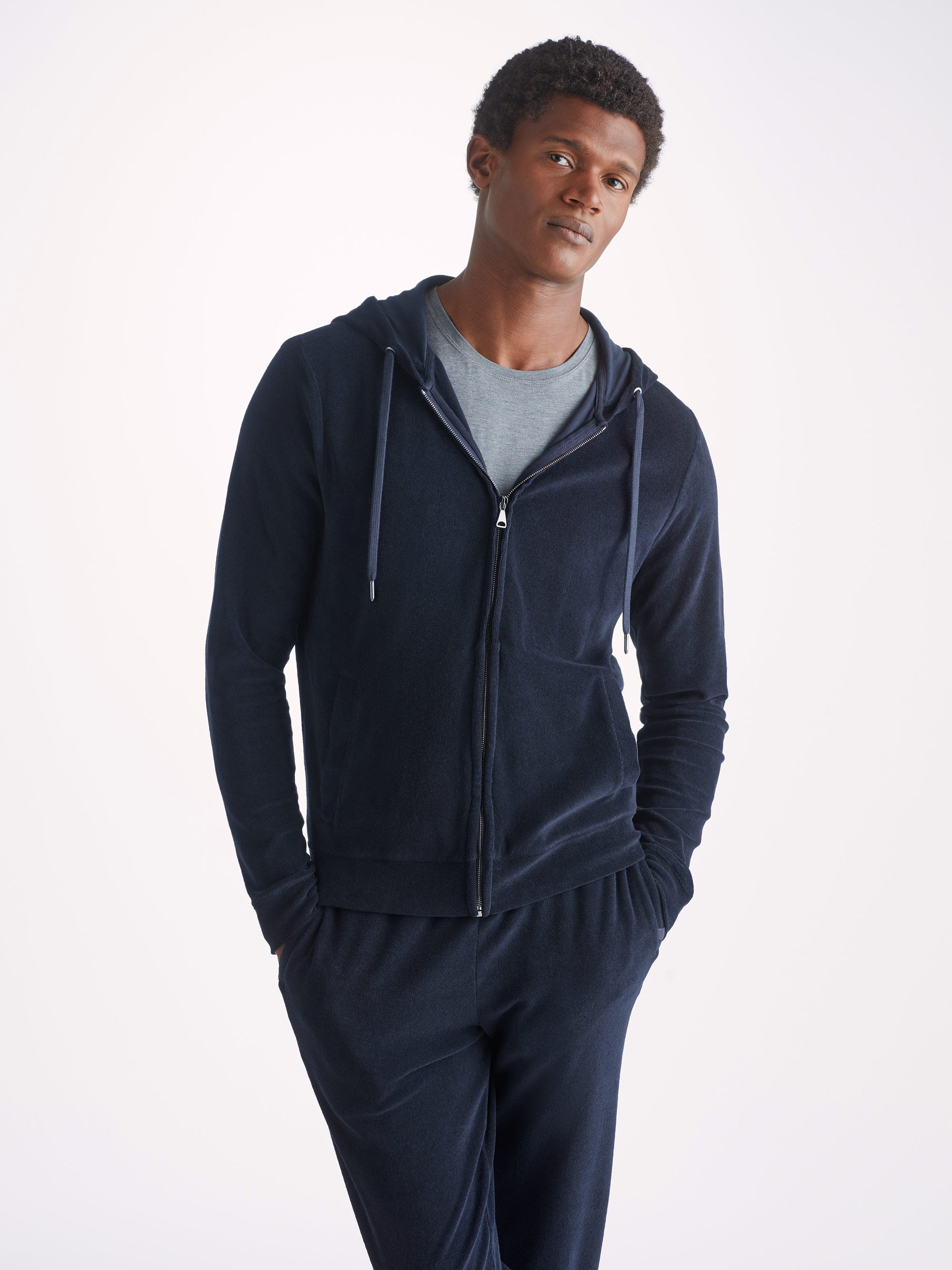 Men's Hoodie Isaac Terry Cotton Navy - 1